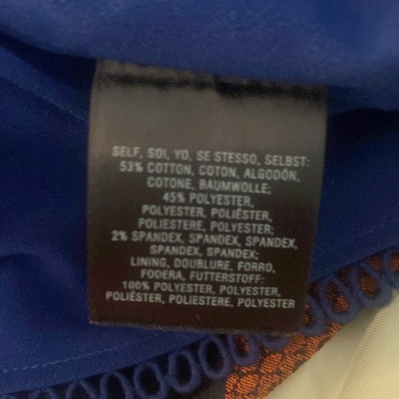 Maeve navy & rust dot sleeveless dress lined cross open back trim side zip sz 2 - Picture 12 of 13